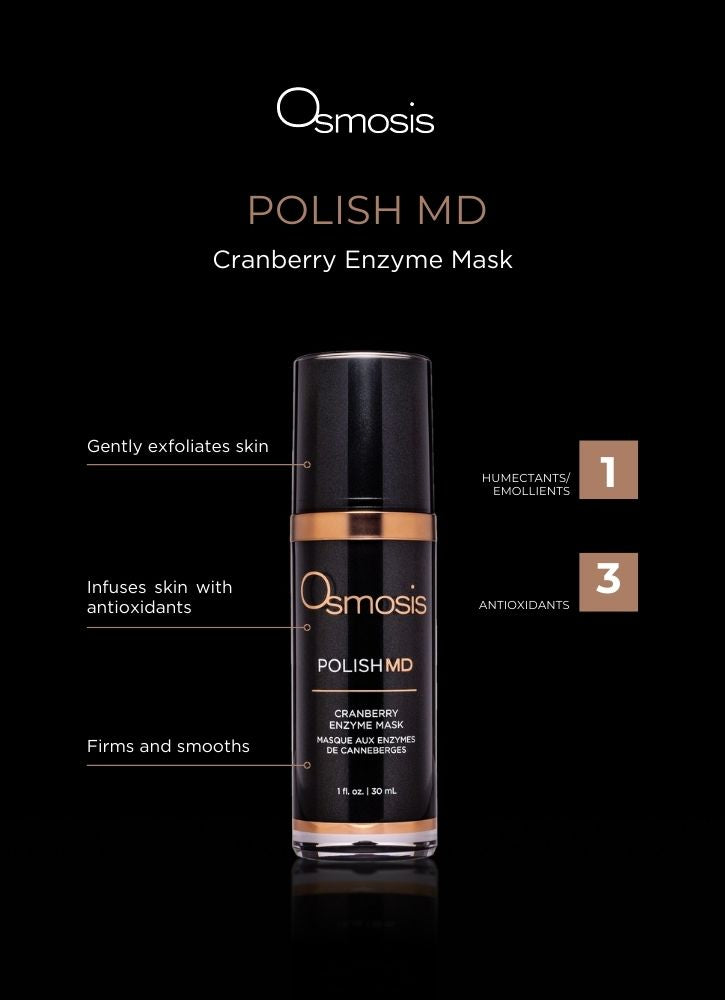infograph of osmosis polish md with print on black background