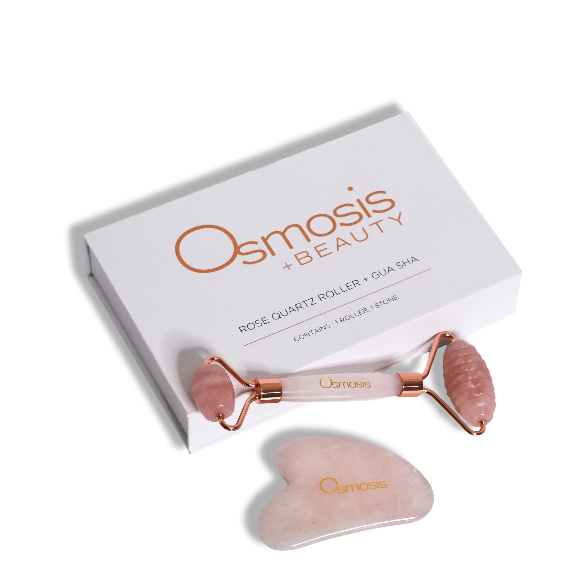 Rose Quartz Facial Roller and GuaSha__Osmosis Beauty Skincare & Wellness Supplements